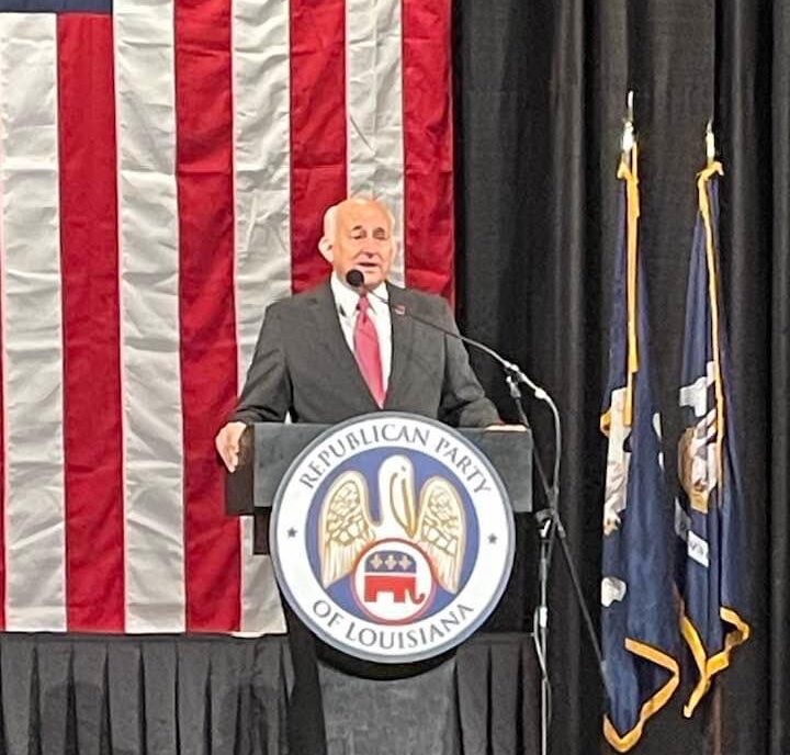 Former Texas Congressman Louie Gohmert speaking at the 2023 Louisiana Republican Party Convention.